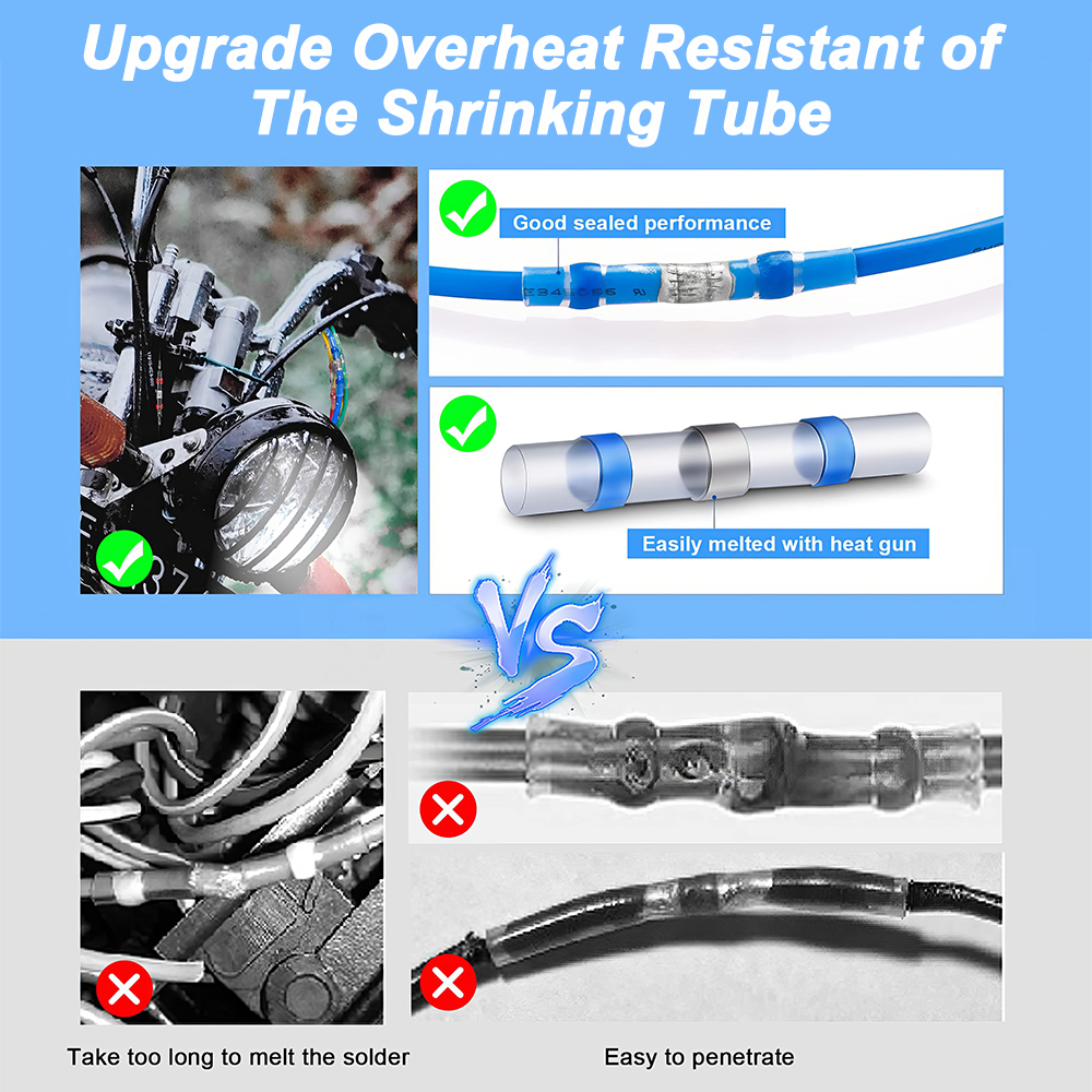 Heat Shrink Solder Seal Wire Connectors Kit 1000PCS, Waterproof Butt Connector Heat Shrink Electrical Terminals, Insulated Solderless Wiring Splice Connectors for Marine Automotive Boat Truck