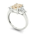 thumbnail image 2 of Clara Pucci 14K White Gold Solid Gold Morganite Three-Stone Anniversary Ring for Women - 2.82 cttw Emerald Cut, 2 of 8