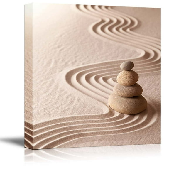 Zen Meditation Garden Relaxation and Meditation Through symplicity Harmony and balancce Gallery Wood Framed - Canvas Art Wall Art - 12" x 12"