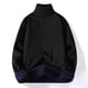 thumbnail image 5 of Suéter de terciopelo de una pieza de otoño e invierno para hombre, suéter de cuello alto de color sólido con solapa, suéter informal para jóvenes, 5 of 6