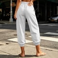 thumbnail image 6 of Hurxie Womens Baggy Pleated Harem Pants Summer Elastic High Waisted Wide Leg Balloon Cotton Lounge Crop Pants White,S, 6 of 8