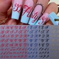 thumbnail image 2 of TANYOOTO Pegatinas de arte para uñas con letras, 6 hojas, rojo, azul y dorado, 2 of 9
