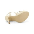 thumbnail image 5 of BLISSFUL STEP Women T Strap Slingback Platform Stiletto Heel Sandals Beige 6, 5 of 8