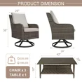 thumbnail image 3 of MOLIBYME 360 Degree Outdoor Swivel Chair with Coffee Table, All-Weather Wicker 4-Piece Patio Furniture Set with High Back for Porch Deck Balcony, 3 of 12