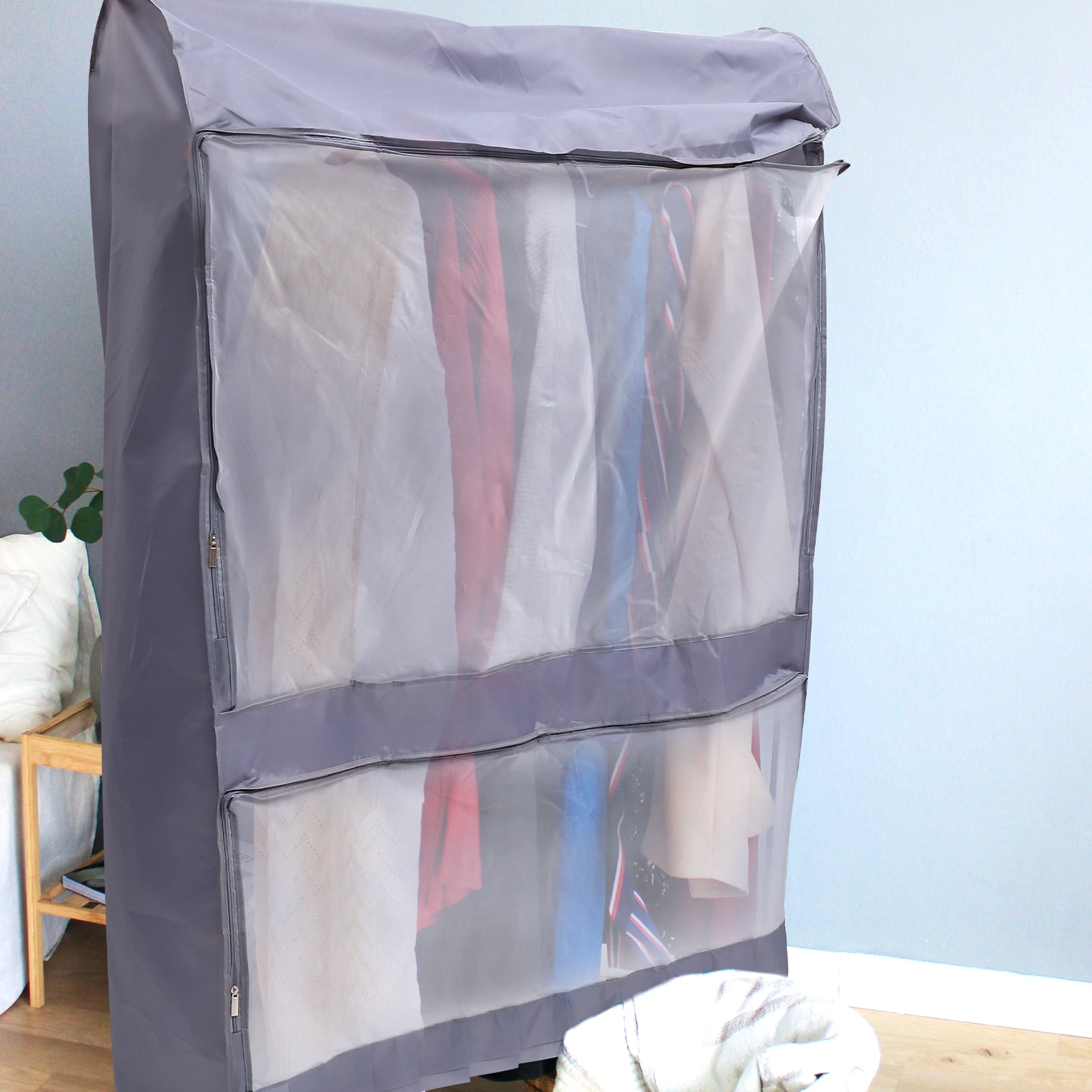 ULTNICE Grey Oxford Clothes Cover Clear Wardrobe Moisture Resistant Hanging Garment Suit Bag