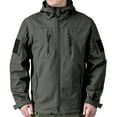 thumbnail image 2 of Men Military Tactical Jacket Fleece Lined Softshell Hooded Winter Warm Snowboard Hiking Fishing Outerwear, 2 of 5