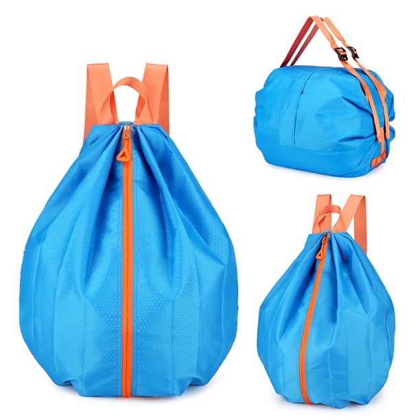 Mochila de senderismo plegable, grande, impermeable, con cordón, para fitness, natación y actividades al aire libre, color negro.