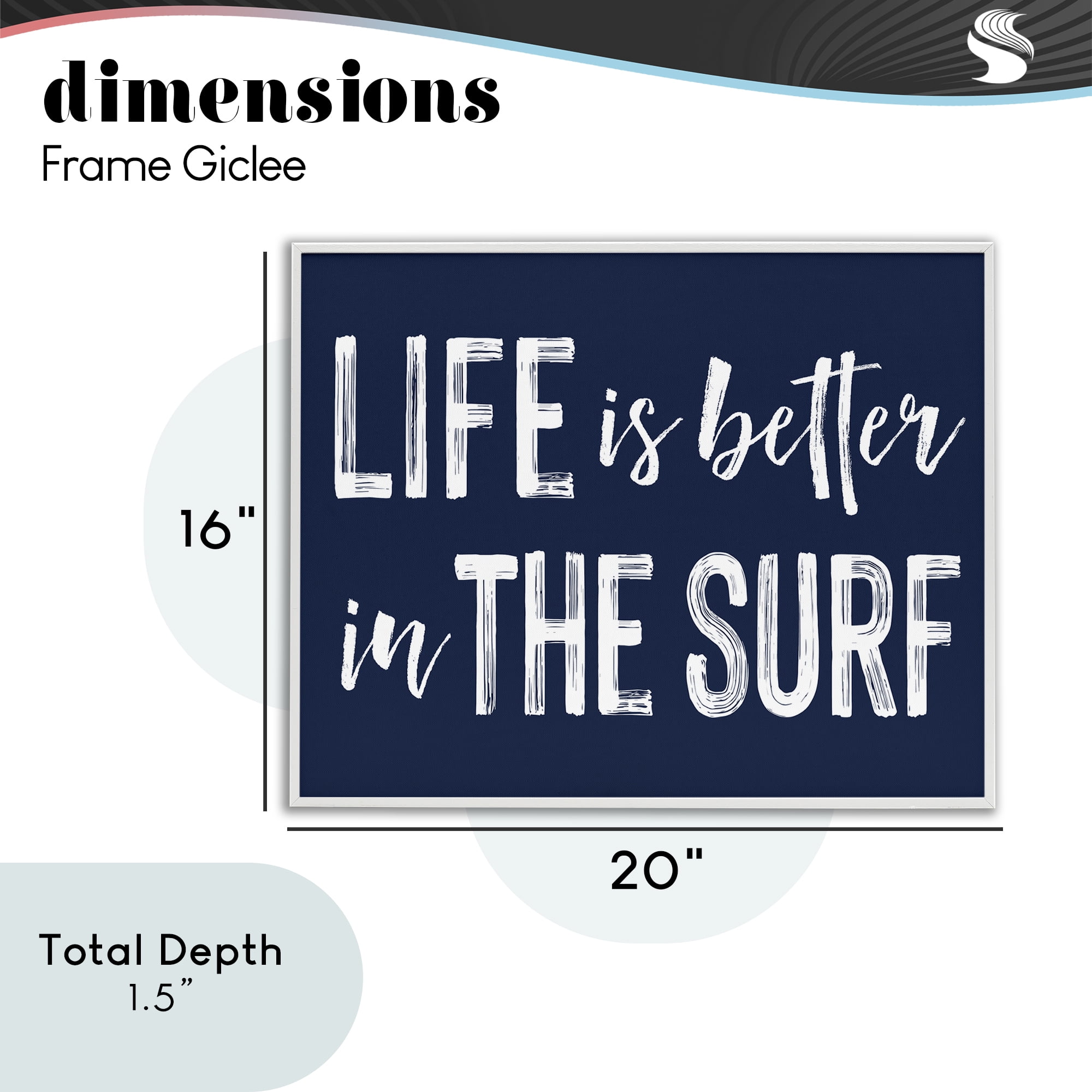 Life Better In Surf White Framed Giclee Art, design by Lettered and Lined