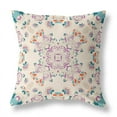 thumbnail image 1 of Couronne de Roses Coussin en Tissu Intérieur/extérieur avec Fermeture Éclair Blanc Cassé Violet 20x20, 1 of 7