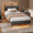 Rustic Brown002, variant on Satifur Twin Size Metal Smart Bed Frames with Upholstered Headboard, LED Lights, USB Ports and Outlets & Underbed, Rustic Brown