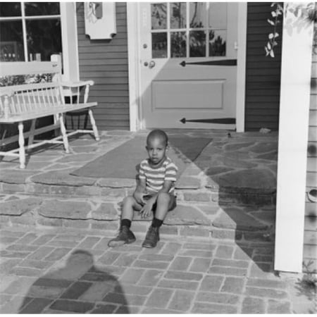 Posterazzi SAL255424770 USA Boy Sitting on Porch Poster Print - 18 x 24 in.