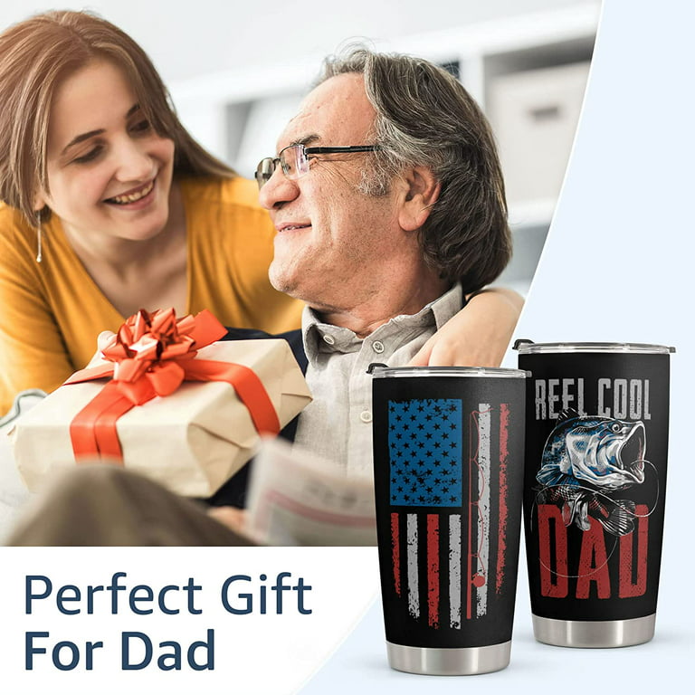Fishing Gifts for Men - Stainless Steel American Flag Tumbler Cup 20oz for  Fishing Lover - Reel Cool Dad Birthday Gifts for Dad Men Husband & Fathers  Day Gift For Dad From
