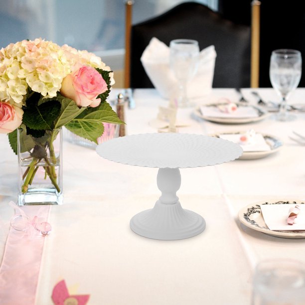 SHOWERORO Decorative White Iron Cake Stand Para Postres Y Dulces Con Base Alta Para Casa