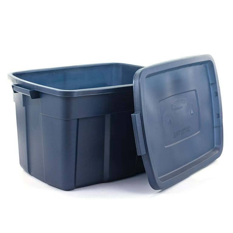Rubbermaid Roughneck 25-Gal. Stackable Storage Tote Container in Blue  (4-Pack) RMRT250007-4pack - The Home Depot