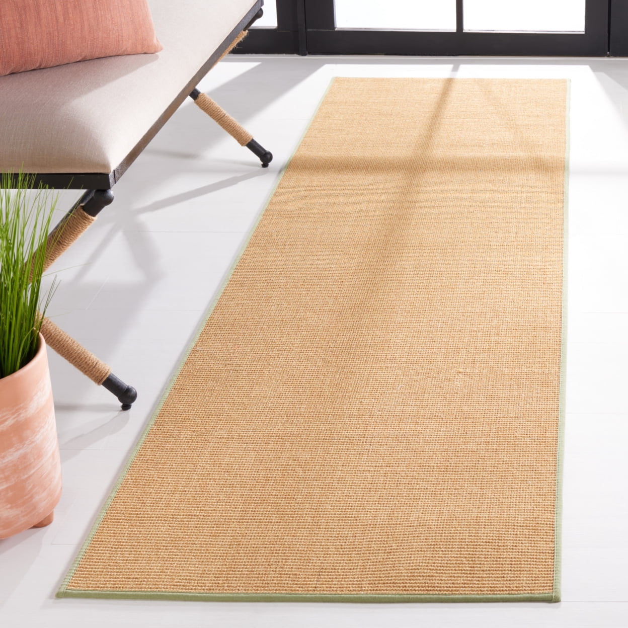 SAFAVIEH Martha Stewart Maximillian Solid Area Rug, Natural/Green, 9' x 12'