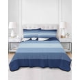 thumbnail image 3 of Navy Blue Ombre Summer Quilt Set Queen Size, Soft Microfiber Quilted Bedding Set with 2 Pillow Shams, Gradient Navy Blue Woods Farmhouse Lightweight All Season Bedspread Coverlet for Bedroom 90"x96", 3 of 6
