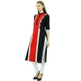 thumbnail image 3 of Phagun Women Cotton Tunic Top Straight Kurta Casual Summer Blouse With Chinese Collar, 3 of 8