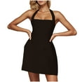 thumbnail image 6 of TMOYZQ Womens Summer Dresses Halter Neck Bodysuit Mini Dress Casual Sleeveless Dresses Backless A-line Cocktail Dress, 6 of 9