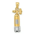 thumbnail image 4 of 14k Two-Tone Gold Polish Finish 3-Dimensional Single Scuba Tank Charm Pendant, 4 of 4