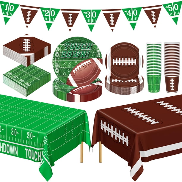 Kit de artículos de fiesta QZYL Football para 24 personas con platos, tazas, etc.