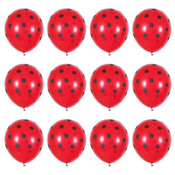 Hemoton 100 Pcs Ladybug Pattern Balloons Club Decorations 12inch Red