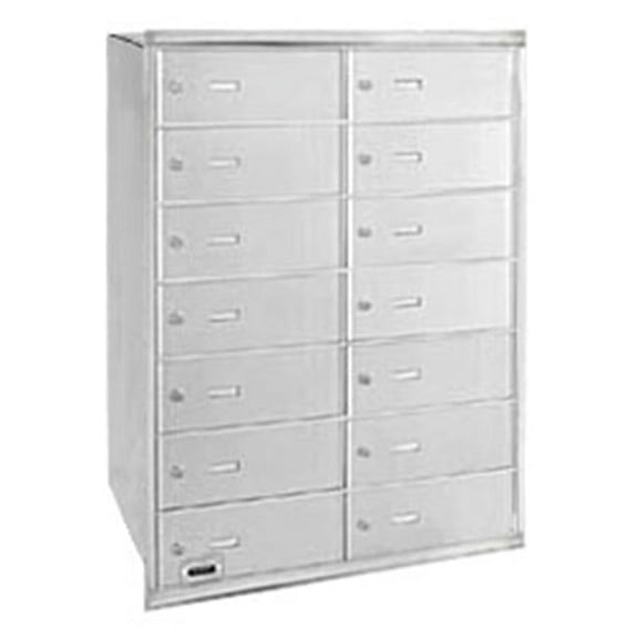 Salsbury Industries 14 Door 4B Horiz Mailbox in Aluminum - Rear Loading Private Access