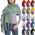 thumbnail image 4 of AWZXDE Women's Solid Color Soft Scarf with Braided Fringe - Cozy Elegant Wrap for Daily GN1,One Size, 4 of 5