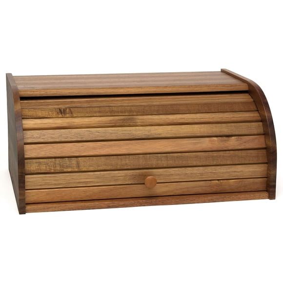 1146 Acacia Wood Rolltop Bread Box, 16" x 10-3/4" x 7"