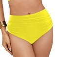 thumbnail image 4 of TTUHYWXI Women's High Waisted Full Coverage Bikini Bottom Ruched Bathing Suit Bottoms for Women Tummy Control Swim Bottoms (Yellow, XL), 4 of 9