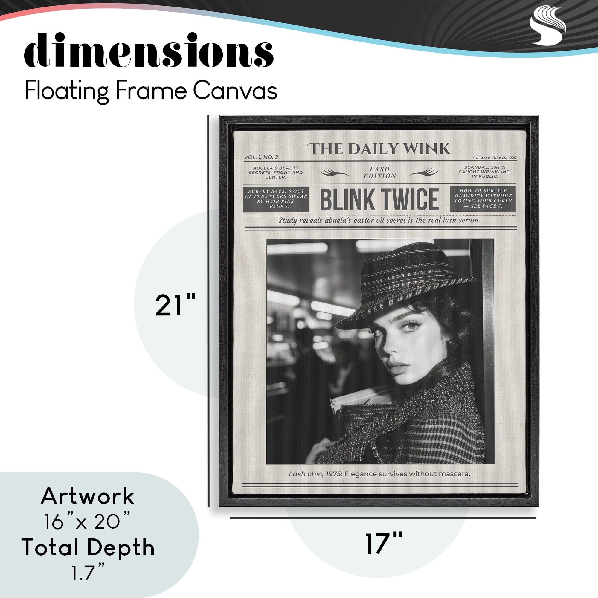 The Daily Wink Magazine Black Framed Floater Canvas Wall Art, design by A Barefoot Stylist