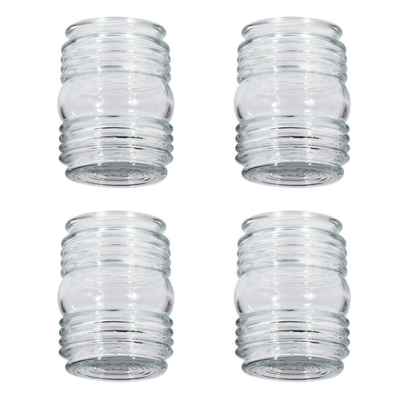 B&P Lamp® 4 1/2" Clear Retro Utility-Type Glass Shade 4 PACK