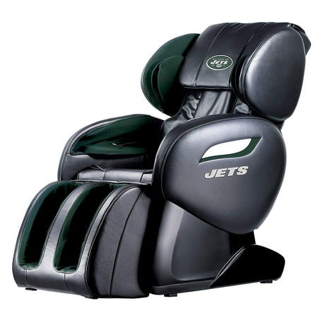 NFL New York Jets Electric Full Body Shiatsu Massage Chair Foot Roller Zero Gravity w/Heat
