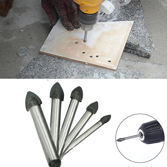 YYKihy Tile Tool Porcelain Drill Bit 3/4/5/6/8mm Ceramic Spear Head 5pcs Glass Tools & Home Improvement