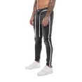 thumbnail image 2 of Men's Denim Long Pants, Side-Striped Distressed Ripped Zip Slim Jeans, 2 of 7