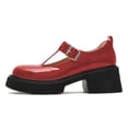thumbnail image 2 of FSJ Women Classic Round Toe Strap Buckle Mary Jane Pumps Shoes Size 8 Red, 2 of 4