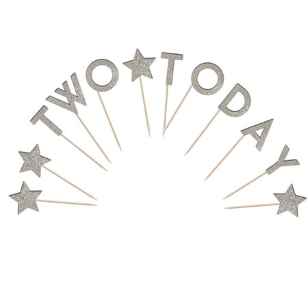 Two Today Cupcake Toppers Glitter Cardstock Set of 12 pcs
