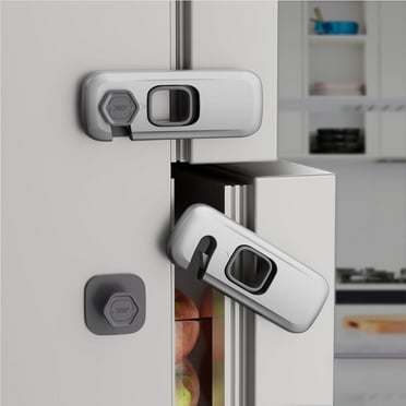 （2PCS）Child Proof Refrigerator Lock, Baby Proofing Cabinet Locks, oven lock child safety, fridge lock, for Fridge, Drawers, Dishwasher, Oven, Cupboard, Closet, Adhesive, No Tools Need