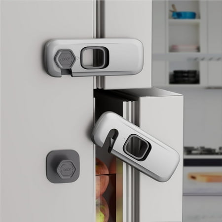 （2PCS）Child Proof Refrigerator Lock, Baby Proofing Cabinet Locks, oven lock child safety, fridge lock, for Fridge, Drawers, Dishwasher, Oven, Cupboard, Closet, Adhesive, No Tools Need