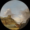 thumbnail image 2 of Artus del Monte 15x15 Black Ornate Wood Framed Double Matted Museum Art Print Titled - An Italianate Harbour, 2 of 5