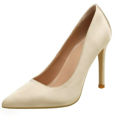 

YCNYCHCHY 2022 Sexy New Ladies Pointed Toe Work High Heels Silk Banquet Stiletto Pumps Large Size Women Professional Casual Shoes