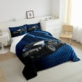 thumbnail image 3 of Racing Car Comforter Set Full Size, Black Race Car Bedding Set Teens Car Racing Gifts, Extreme Sport Car Quilt Geometric Stripes Duvet Insert, Dark Blue, 3 of 5