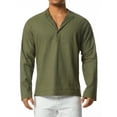 thumbnail image 6 of Arvbitana Men's Cotton Linen Shirt Pullover Top Long Sleeve Hippie Button Down Lightweight Plain Beach Blouses S-XXL, 6 of 9