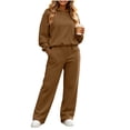 thumbnail image 3 of Wide Leg Sweatpants Sets for Women 2 Piece Outfit,Long sleeves Hoodie,High Waist Pants,with Pockets,Solid Color Casual Sets,Fall Tracksuit,Spring Casual Outfits, 3 of 6