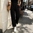 thumbnail image 6 of Levmjia Women's Casual Pants High Waisted with Pockets Drawstring Waist Scallop Hem Loose Fit Wide Leg Lounge Pants Solid Color for Summer Daily, 6 of 6
