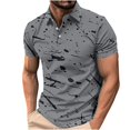 thumbnail image 2 of Blusa y camisa de manga corta con cuello vuelto Camisa casual de manga corta con solapa y bloques de color para hombre Top/camisa de manga corta con solapa Tops para hombre, 2 of 5
