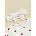 thumbnail image 5 of Suealasg Baby Girl Valentine's Day Clothes Infant Girl Summer Romper Dress Short Sleeve Heart Print Tulle Skirt Hem Jumpsuit with Headband, 5 of 8