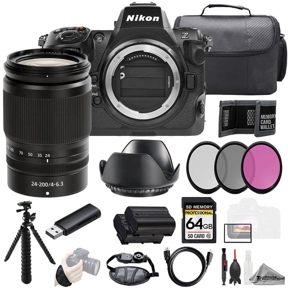 Nikon Z8   Z 24-200mm f/4-6.3 VR Lens  64GB   Ext Bat  3 PC Filter- Kit (International Version)