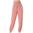 thumbnail image 1 of Timegard Womens Joggers Elastic High Waisted Drawstring Gym Pants Breathable Casual Comfy Trousers, 1 of 5