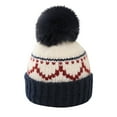 thumbnail image 4 of CYRBOKO Toddler Girls' Beanies, Winter Cotton Thermal Soft Skiing Hats Navy Size 2-9 T, 4 of 5