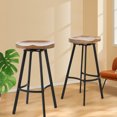 thumbnail image 2 of Contemporary Design Backless Wooden Saddle Bar Stool, 2PCS Simple Retro Wrought Iron Solid Wood Bar Stool For Kitchen Counter, 2 of 5